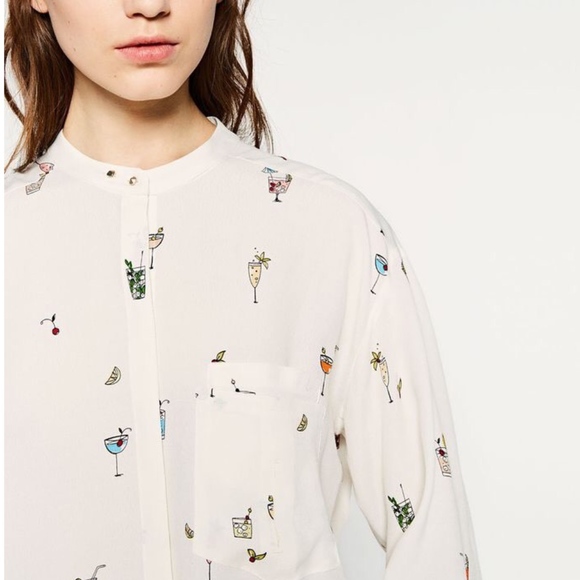 Zara Tops - Zara Martini Glass Button Up Blouse